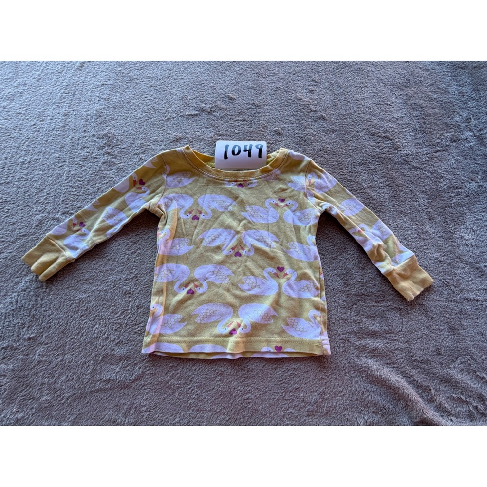 Old Navy Pajama Top Toddler 12-18 Months Yellow Swan Print Cotton